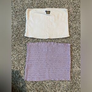 Two Women’s size Medium Tube Tops white and purple